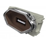 Modulo USB 2a - Novara Marrom Cromado